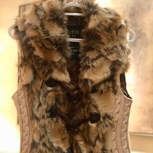 GUESS Faux Fur Vest Shawl